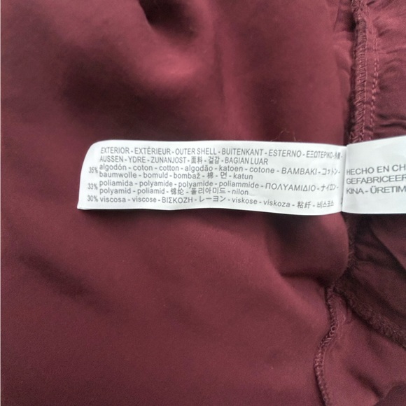 ZARA  Floral Lace Culottes Trousers Pants High Waist Cropped Maroon Burgundy - Picture 10 of 13